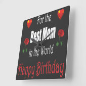 Best Mom Birthday Design Vierkante Klok (Hoek)