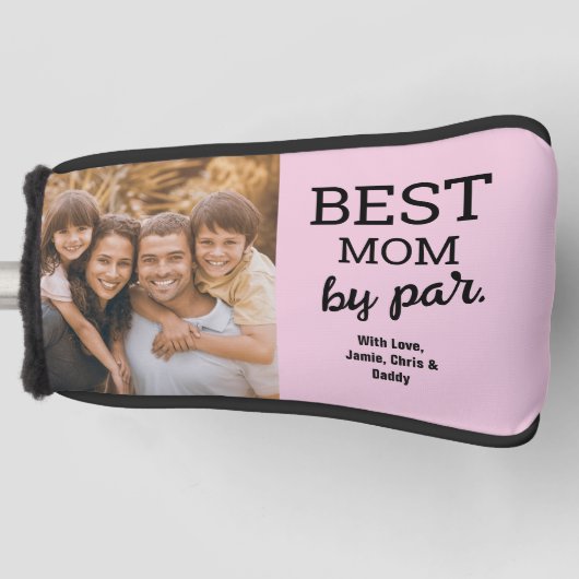 Best Mom by Par Custom Photo Pink Modern Golfheadcover (Voorkant)