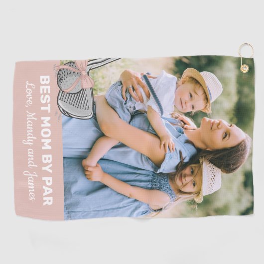 Best Mom By Par Foto Roze Bow Golf Handdoek (Horizontaal)