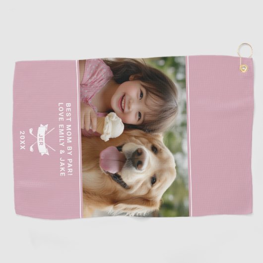 Best Mom by Par Fun Photo Golfer Modern Elegant Golfhanddoek (Horizontaal)