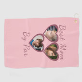 Best Mom by Par Pink Hearts 3 Kinder fotocollage Golfhanddoek (Horizontaal)