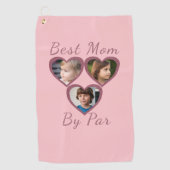 Best Mom by Par Pink Hearts 3 Kinder fotocollage Golfhanddoek (Voorkant)