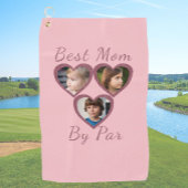 Best Mom by Par Pink Hearts 3 Kinder fotocollage Golfhanddoek