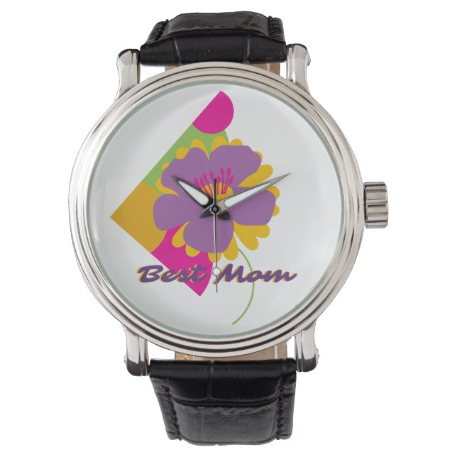 Best Mom Colourful Trendy Design Horloge (Voorkant)