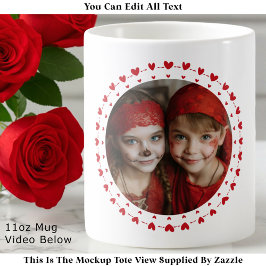 Best Mom / Dad Ever, Photo & Red Hearts, Modern  Koffiemok