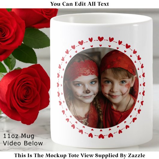 Best Mom / Dad Ever, Photo & Red Hearts, Modern  Koffiemok