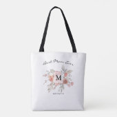 Best Mom Elegant Blush Roze Bloemen Monogram Tote Bag (Achterkant)