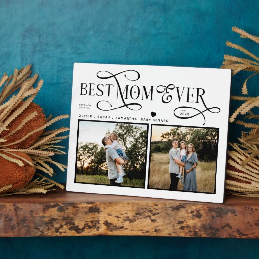  Best Mom Ever 2 Photos Heart Mothers Day Gifts Fotoplaat (Zijkant)