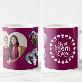 Best Mom Ever 3 Heart Photo Collage Keepsake Koffiemok