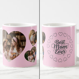 Best Mom Ever 3 Heart Photo Keepsake Pink Koffiemok