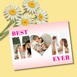 Best Mom Ever 3 Photo Stylish Happy Mother's Day  Kaart