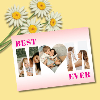 Best Mom Ever 3 Photo Stylish Happy Mother's Day  Kaart