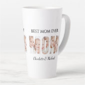 Best Mom Ever 3 Photos Cutout Letters Latte Mok (Rechterhoek)