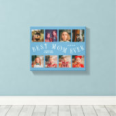 Best Mom Ever 8 Photo Grid Mother's Day Denim Blue Canvas Afdruk (Insitu (Houten vloer))