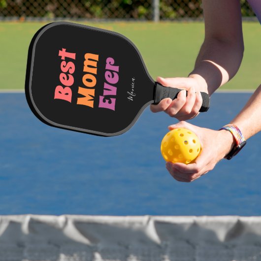 Best mom ever black and purple yellow personalized pickleball paddle (Insitu)