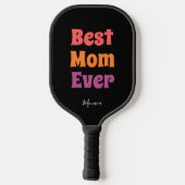 Best mom ever black and purple yellow personalized pickleball paddle (Achterkant)