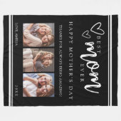 Best Mom Ever Black Modern Photo Collage  Fleece Deken (Voorkant (Horizontaal))