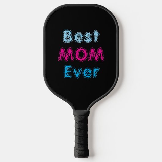 Best Mom Ever Black &Pink Blue Pickleball Paddle (Voorkant)
