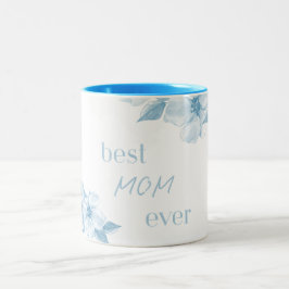 Best Mom Ever Blue Floral Mug Tweekleurige Koffiemok