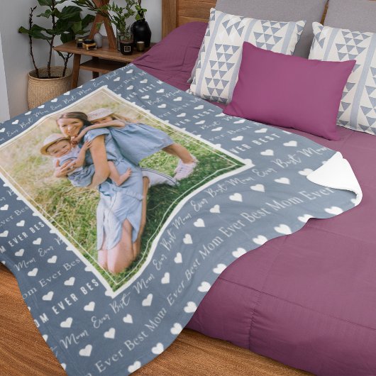 Best Mom Ever Blue Photo Mother's Day  Fleece Deken