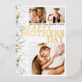Best Mom Ever Blue Wild Floral Photo Mothers Day  Folie Uitnodiging (Voorkant)