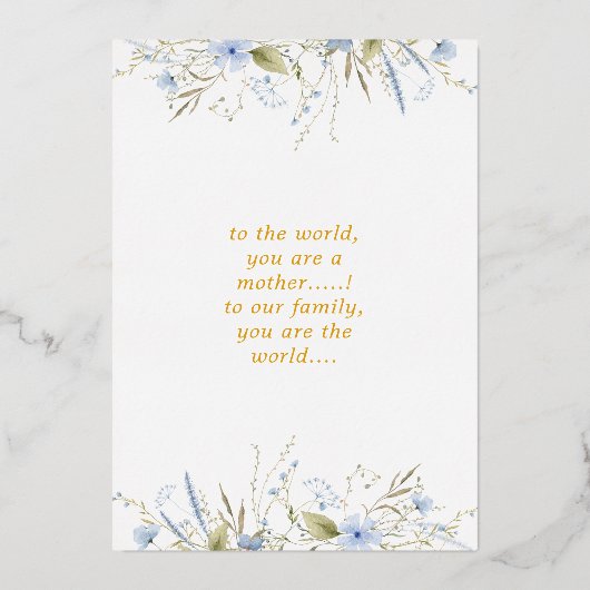 Best Mom Ever Blue Wild Floral Photo Mothers Day  Folie Uitnodiging (Achterkant)