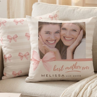 Best Mom Ever Blush Cream Photo Mother's Day  Kussen
