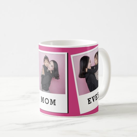 Best Mom Ever Custom 3 Foto Mok Roze (Voorkant rechts)