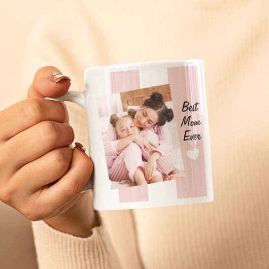 Best Mom Ever Custom 3 Photo – Moederdag Roze Koffiemok