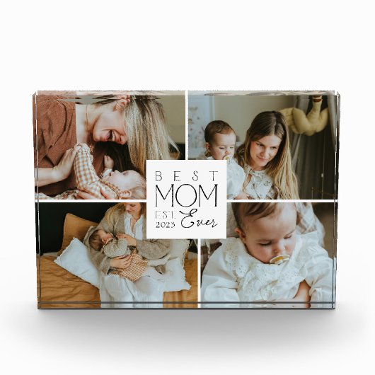 Best Mom Ever Custom 4 Photo Collage Fotoblokken (Voorkant)