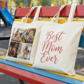 Best Mom Ever Custom 4 Photo Collage Pink Tote Bag