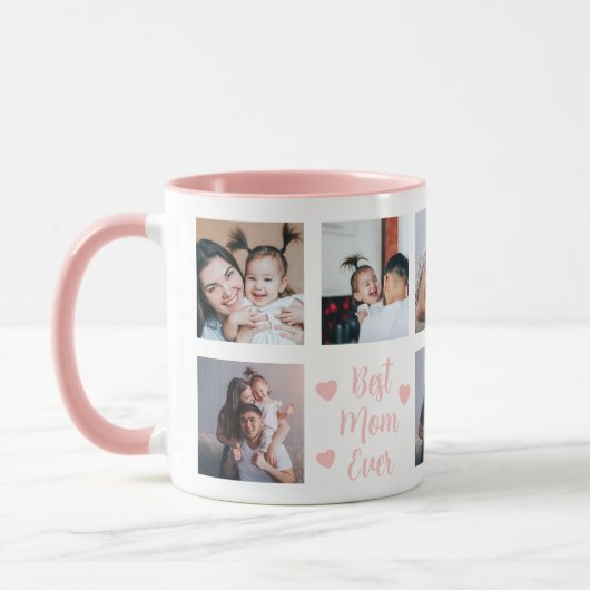 Best Mom Ever Custom 8 Photo Pink Mok (Links)