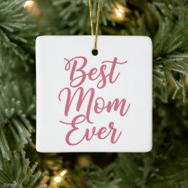 Best Mom Ever Custom Photo Christmas Keepsake Pink Keramisch Ornament