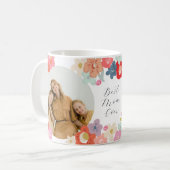 Best Mom Ever Custom Photo Keepsake Happy Floral Koffiemok (Voorkant links)