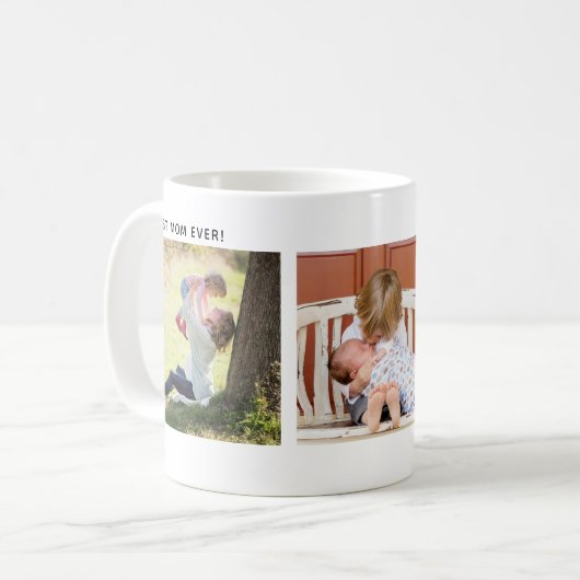 Best Mom Ever, Custom Three Photo Personalized Koffiemok (Voorkant links)