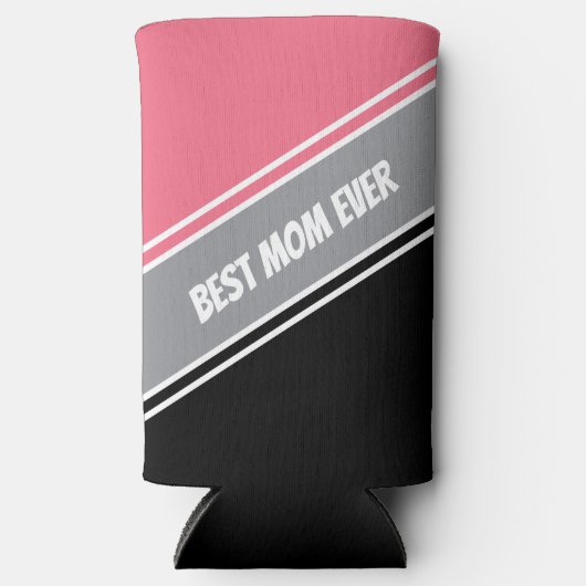 Best Mom Ever Elegant Black &Pink White Custom Seltzer Blikjeskoeler (Voorkant)