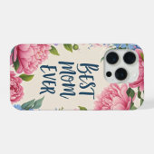 Best Mom Ever | Elegant Peony Flower Mother's Day  iPhone Hoesje (Achterkant horizontaal)