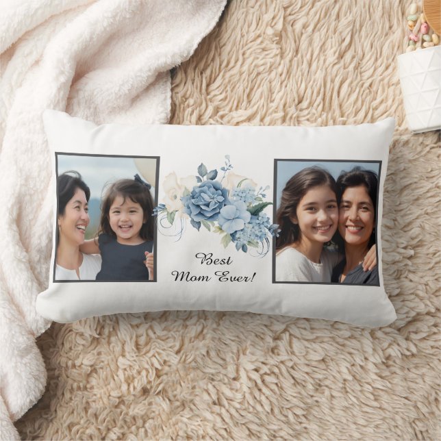 Best Mom Ever Floral 2 Photo Mothers Day Keepsake Kussen (Deken)