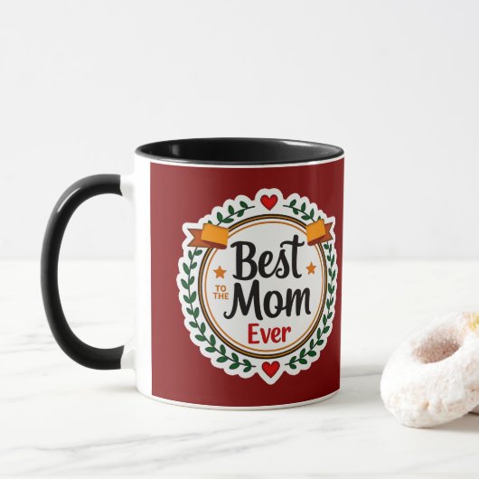 Best Mom Ever Floral Badge Design Mok (Met donut)
