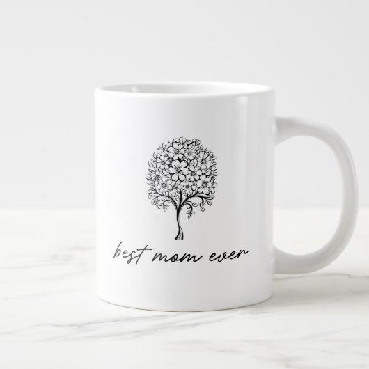 Best Mom Ever Floral Tree Illustration Grote Koffiekop (Rechts)