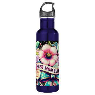 Best Mom Ever Floral Water Bottle – Vintage Roses  Waterfles