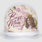 Best Mom Ever Heart Flowers Photo crown Sneeuwbol (Voorkant)