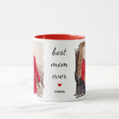 Best Mom Ever l Custom Photo & Text Typography Mok (Midden)