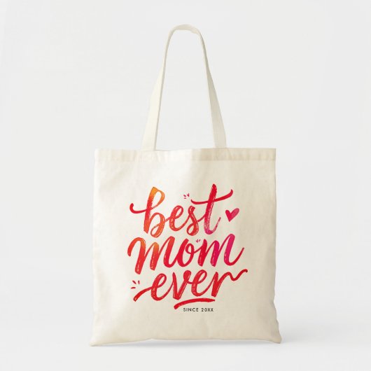 Best Mom Ever Modern Chic Red Script Typography Tote Bag (Voorkant)
