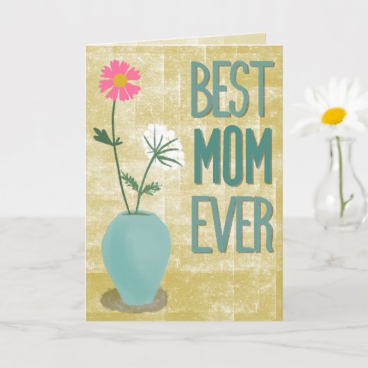 Best Mom Ever – Modern Floral Abstract with Vase Kaart (Kleine Plant)