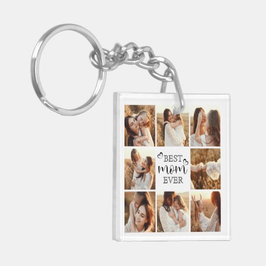 Best Mom Ever Modern Photo Collage Custom Gift Sleutelhanger (Voorkant Links)