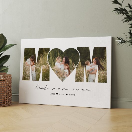 Best Mom Ever Modern Photo Collage Gift For Mother Canvas Afdruk