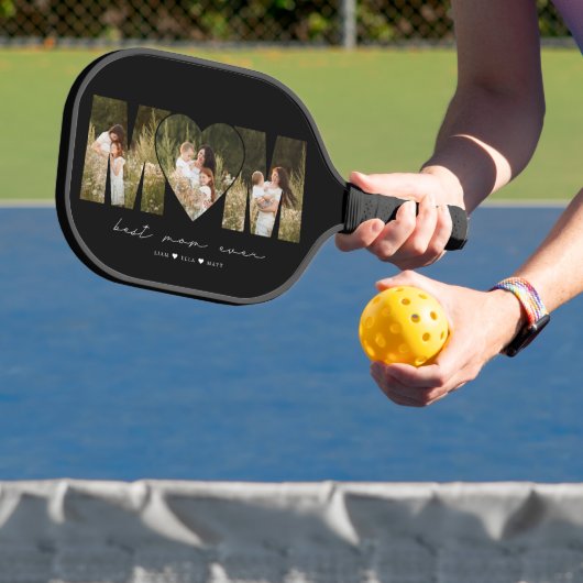 Best Mom Ever Modern Photo Collage Gift For Mother Pickleball Paddle (Insitu)