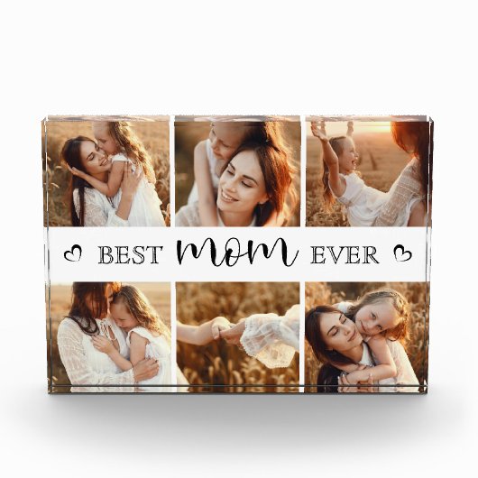 Best Mom Ever Modern Photo Collage Personalized Fotoblokken (Voorkant)