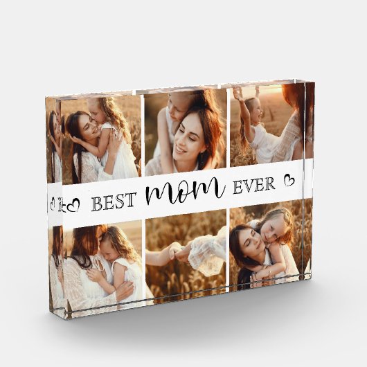 Best Mom Ever Modern Photo Collage Personalized Fotoblokken (Links)